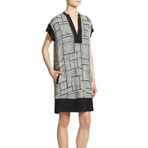 Vince Dot Grid Silk Shift Dress